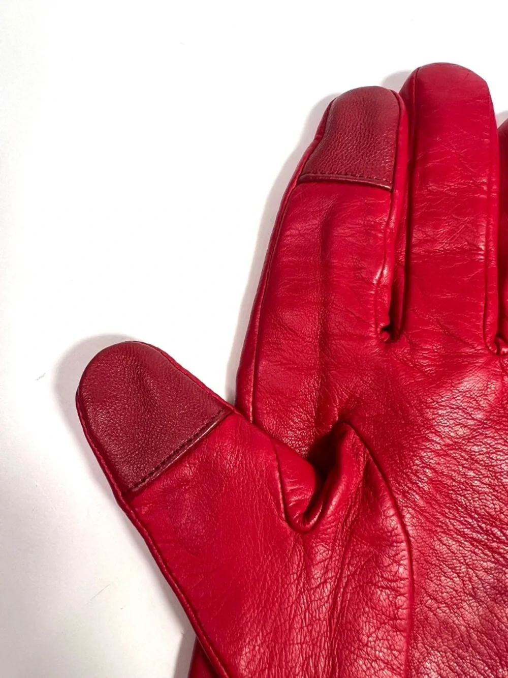 Kate Spade Leather Flower Buckle Tech Gloves Red Size Large - Picture 6 of 10